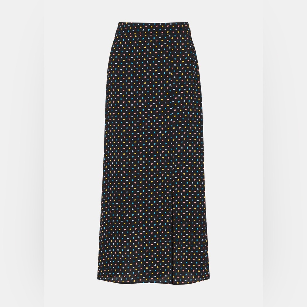 NWT Whistles Black Scattered Hearts Midi Skirt